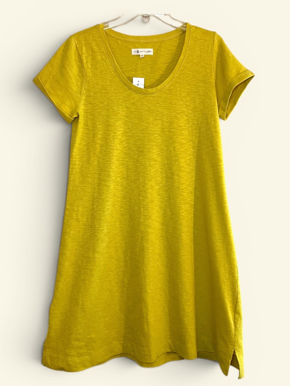 Lou & Grey Loft Cotton Mini T-Shirt Dress in Bright Citrus Yellow Size M NWT